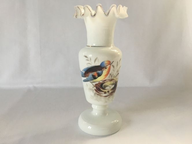 Hovedbilde Vase Opalinglass med fuglemotiv
